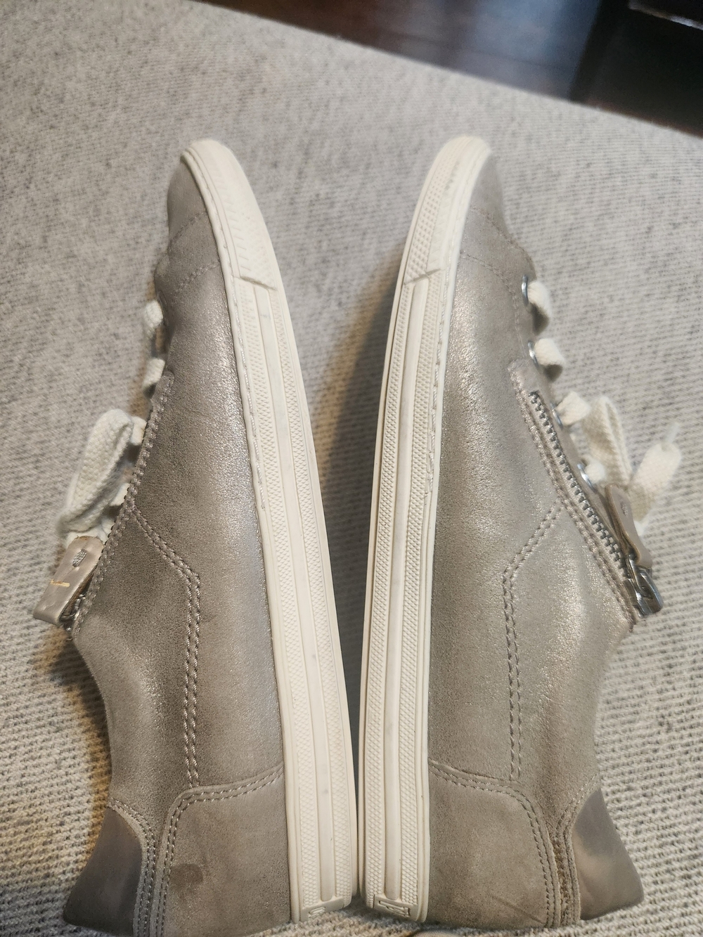 Paul Green Metallic Taupe Leather Lace-Up Sneakers - Picture 11 of 13